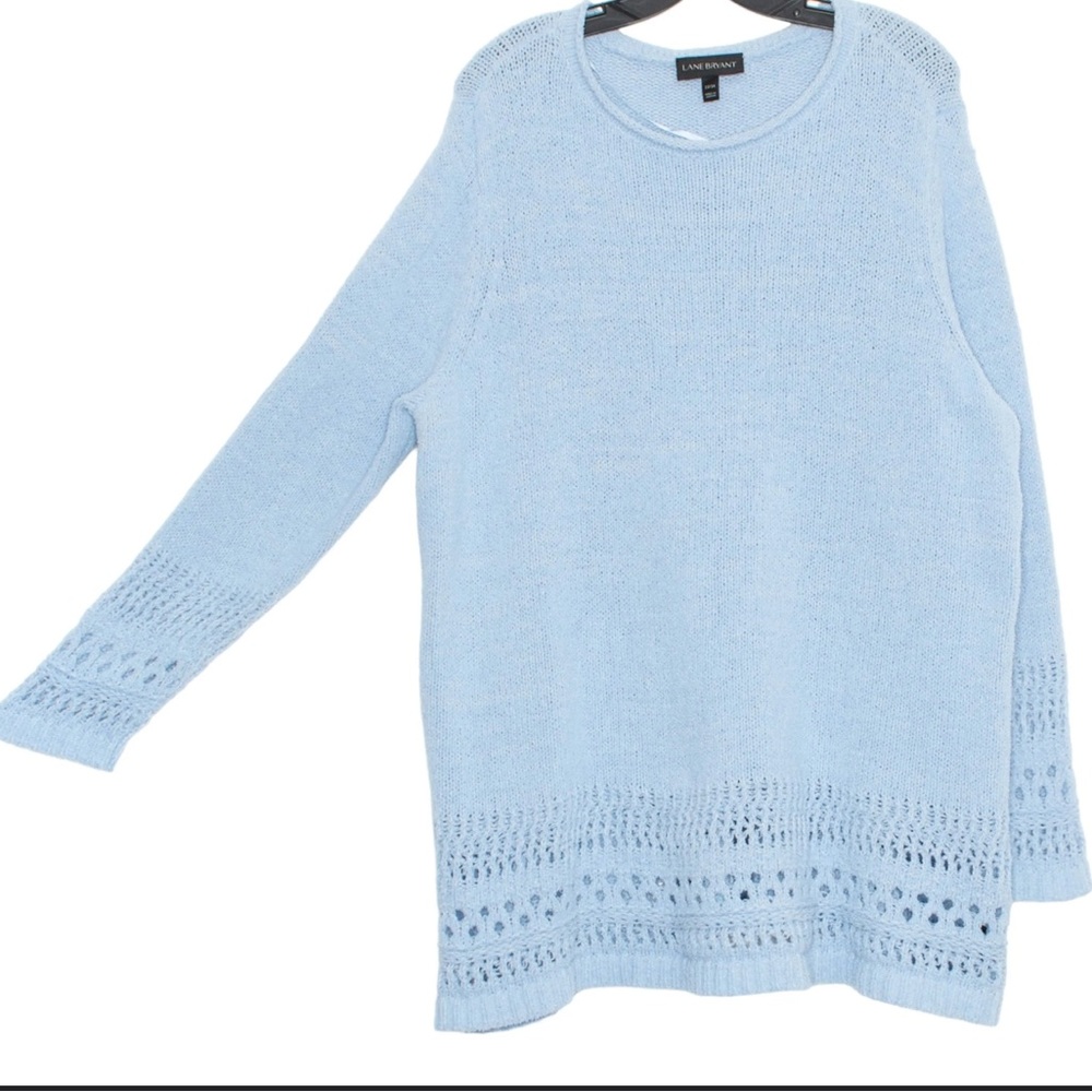 Lane Bryant Womens Sweater Long Sleeve Cut Out Detail Blue Plus Size 26/28